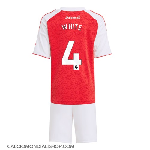Maglie da calcio Arsenal Ben White #4 Prima Maglia Bambino 2025-26 Manica Corta (+ Pantaloni corti)